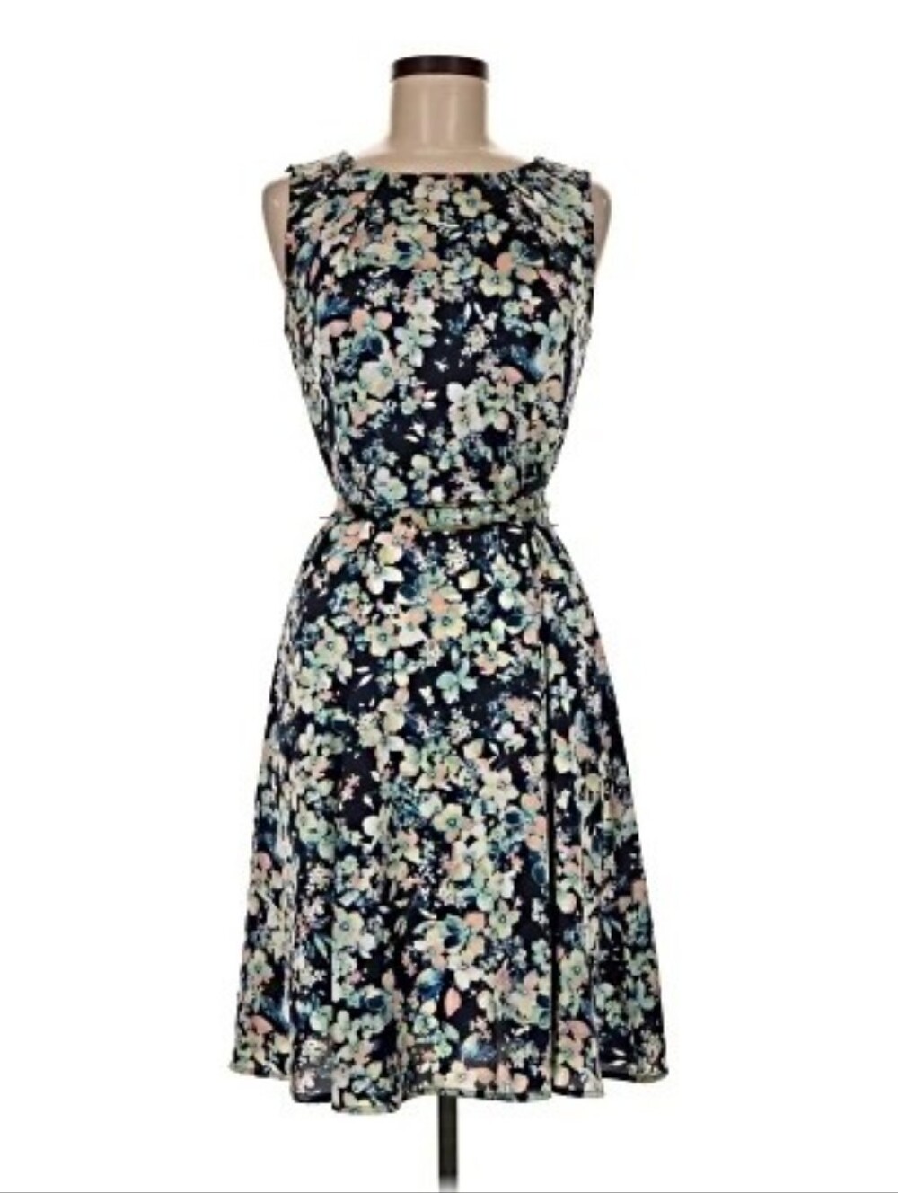 eva mendes for New York & Company Navy Floral Midi Dress
